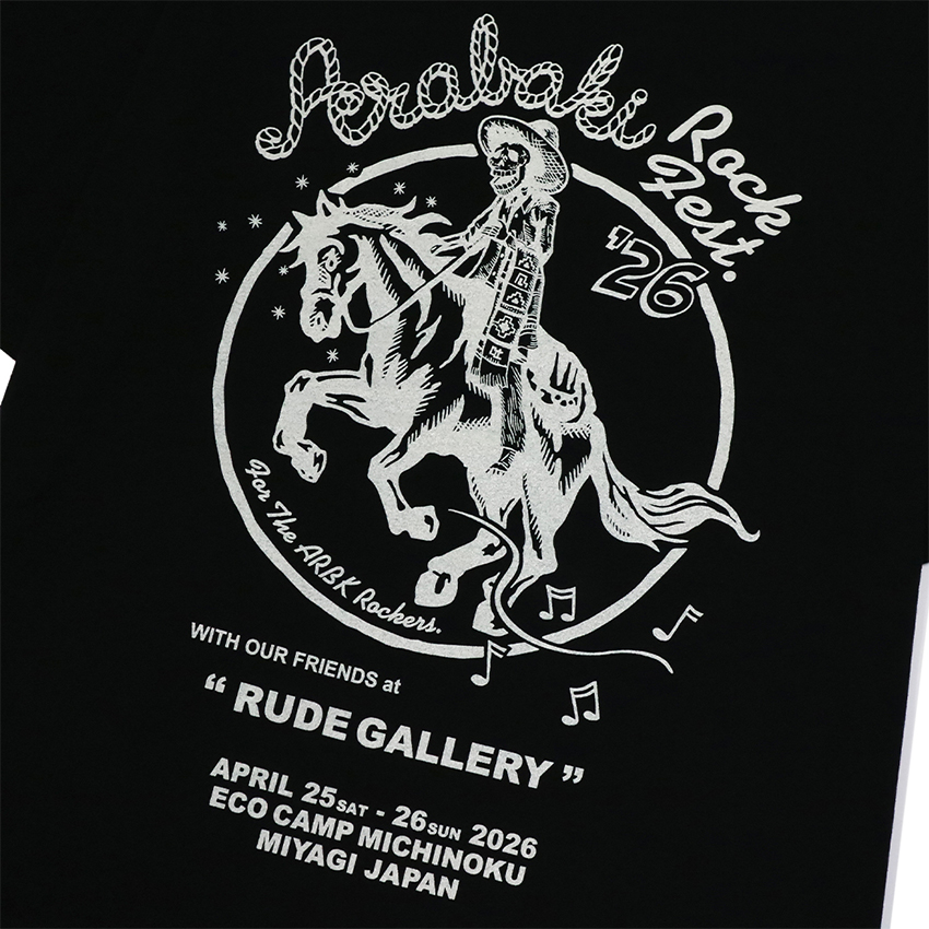 【ARABAKI×RUDE GALLERY】 Tシャツ（ブラック・ホワイト）