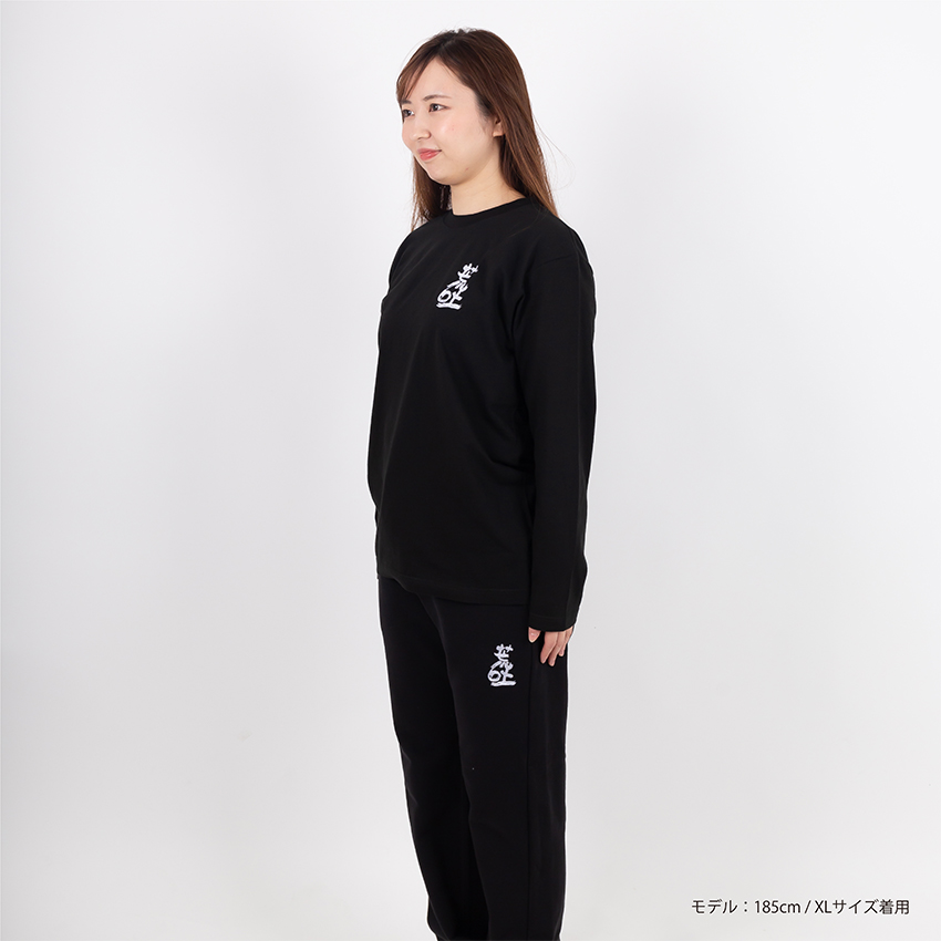 刺繍長袖Tシャツ(ブラック)